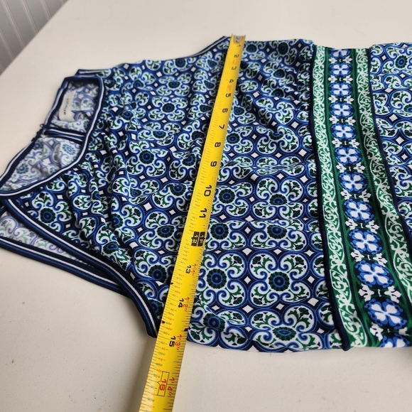 Max Studio Maxi Dress Sleeveless Blue Green Tile Print Womens Stretch Sz S - Picture 8 of 15